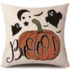 Funda de Almohada Halloween Calabaza Divertida Transfronteriza Amazon Estampado de Lino Funda Decorativa para Cojín de Sofá del Hogar