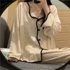 Nuevos Pijamas Jacquard de Celebridad de Internet para Mujer Ola Estilo Coreano ins Sueltos Primavera y Otoño Ropa de Casa para Exteriores Traje para Transmisiones en Vivo