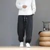 Outono/Inverno 2026 Novas Calças Casuais Masculinas Texturizadas Estilo Chinês Acetato Sintético Caxemira Calças Masculinas de Perna Larga Estilo Chinês Lantern