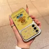 Capa de urso xadrez de pele de cordeiro galvanizada adequada para Samsung S26, S24 Ultra, S25 com janela de visualização grande e proteção anti-queda