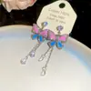 Hada de las Flores~Set de Aretes y Collar con Mariposa Tachonada de Diamantes Goteantes de Aceite Floral, Joyería de Diseño Dulce Estilo Super Hada para Mujeres