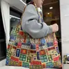 Sacola de compras de supermercado espessa de grande capacidade, bolsa ecológica, bolsa de ombro conveniente, sacola de compras ecológica dobrável com padrão de Hong Kong