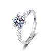 Anel de moissanite de simulação ao vivo vermelho de mão rápida transfronteiriça net 1 quilate seis garras anel de casamento fábrica atacado