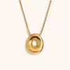Collar de Diseño de Nicho de Moda Transfronterizo Ins Europeo y Americano Acero Inoxidable Chapado en Oro de 18 Quilates Collar con Letras de Burbuja de Alta Gama para Mujer