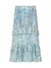 Conjunto de duas peças para verão feminino: top regata casual francês estilo resort com gola halter sem mangas e saia