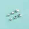 Cuentas Espaciadoras de Plata de Ley S925, Cuentas Sueltas Facetadas, Cuentas Espaciadoras de Piedra Irregular, Pulsera de Cuerda Trenzada DIY, Accesorios para Ensartar Collares