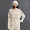 Suéter de cachemira para mujer con cuello redondo, jacquard calado, corte holgado, elegante y versátil, nueva colección de punto para otoño e invierno