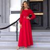 Vestido largo de mujer de otoño e invierno 2023, nuevo, de color liso, con cordones, corte A