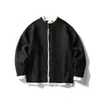 Suéter cárdigan de retazos de color sólido minimalista retro japonés, estilo universitario, moda callejera, chaqueta de punto casual