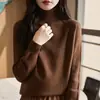 Top de Veludo Andy, Camada Base, Suéter de Tricô Espesso para Mulheres, Suéter de Gola Alta, Suéter Largo de Inverno, Outono e Inverno