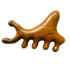 Pente massageador multifuncional de seis bordas de madeira e cinco dentes, pente de cabo longo, sândalo, cinco dedos, cinco dentes, tendão, dentes grandes, pente de madeira fofo