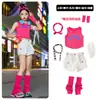 Traje de Jazz para Niña Moda de Pasarela Tendencia Conjunto de Chaleco Rojo Rosa Top Corto Atuendo para Performance de Street Dance