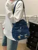 Versátil Bolso de Mezclilla Bordado de Alta Gama Tres Vías 2026 Nuevo Bolso de Hombro de Nicho Bolso Cruzado Texturizado