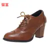 2026 Nuevo Modelo Zapatos de Moda para Mujer Talla Grande para Amazon, Punta Redonda con Cordones, Estilo Europeo y Americano, Talla 40-43 Tacones Altos para Mujer