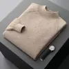 Estilo Nuevo Otoño e Invierno Manga Raglán Cuello Alto Medio Color Puro Tejido de Cachemir para Hombre Básico Manga Larga Casual Clásico Versátil Tejido de Manga Larga