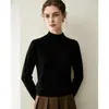 Suéter de cachemira 100% pura para mujer para otoño e invierno, con tejido de punto de doble hebra de siete agujas, diseño engrosado, cuello semi-alto y estilo de manga raglán