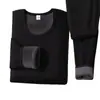 Conjunto Térmico Espesso de Cor Sólida com Forro de Fleece para Inverno, para Homens e Mulheres, Meia-Idade e Idosos, Roupa Íntima de Gola Redonda, Conjuntos de Outono, Atacado