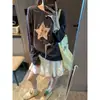 Mochie Otoño Nuevo Estilo Estilo Coreano Diseño de Nicho Sentido Estelar Estampado de Estrellas Cuello Redondo Holgada Manga Larga Camiseta MQ1605
