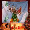 Decoración navideña colgante de tela transfronteriza Amazon oferta caliente Santa Claus alce tapiz de tela pancarta de fiesta navideña