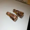 Pendientes Colgantes de Flor con Estampado de Leopardo Manchado de Resina Aguja de Plata Lujo Accesible Pendientes de Gama Alta Moda Retro Pendientes Versátiles para Mujer