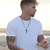 Comércio Exterior Europeu e Americano Pingente de Cruz de Aço Inoxidável Brilhante Simples Colar Estiloso Elegante Exquisito Atacado para Homens e Mulheres