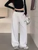 Pantalones deportivos bordados estilo retro americano para mujer, nuevo estilo de otoño, pantalones casuales de pierna ancha con bloques de color de cintura alta, pantalones de chándal de doble uso para personas petite