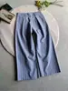Calças plissadas estilo americano azul claro, corte A, com caimento de alta qualidade, calças casuais largas e soltas
