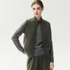 Colete de tricô de cashmere feminino, novo estilo outono/inverno, texturizado, espessado, com bolsos, fechamento em zíper, cardigã sem mangas, peça externa