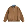 Chaqueta de Hombre Cattee Estilo Americano Color Suede Bloques de Color Cuello Alto Primavera Oversize Piloto Pareja Abrigo Corto Mujer Tendencia
