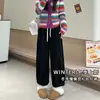 Pantalones tipo harén de otoño e invierno con forro polar, corte relajado, dobladillos enrollados, engrosados para abrigar, tiro alto, corte holgado, estilizan, pantalones casuales versátiles para mujer