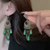 Brincos de Franja Estilo Étnico Retrô, Novo Estilo Chinês, Luxo Leve, Brincos Boêmios de Turquesa de Alta Qualidade para Mulheres