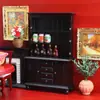1:12 Casa de Bonecas Móveis em Miniatura Comida Mini Cena de Brincar Decoração Armário com Gaveta Retro Preto