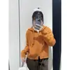 Suéter com Capuz e Zíper Duplo Estilo Coreano Novo Outono/Inverno 2026 para Mulheres, Estilo Curto para Mulheres Baixas, Elegante Casaco de Manga Longa