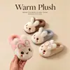 Pantuflas de Algodón de Invierno para Niños y Niñas, Cálidas, con Felpa Adicional, Conejo Esponjoso, Calidez del Hogar, Zapatos de Algodón Cerrados en el Talón para Bebés y Padres
