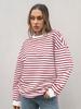 Roupas Femininas Transfronteiriças Europeias e Americanas 2024 Amazon Outono e Inverno Novo Moletom de Manga Longa Listrado com Gola Redonda Moletom Y2K