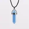 Collar Colgante de Columna Hexagonal de Cristal Popular Transfronterizo Prisma Hexagonal de Moda Europea y Americana Cabeza de Bala Piedra Luminosa N759