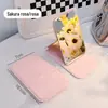 Espelho dobrável mini de mesa em PU para dormitório de estudante, espelho de maquiagem de mesa, espelho de maquiagem portátil para meninas