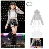 Roupas de Dança Jazz para Meninas Hip-Hop Menina Jazz Lantejoula Capuz Conjunto de Top Roupa de Performance Street Dance Menina Legal