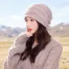 Gorro de punto con forro polar, moderno y versátil, gorro simple y dulce estilo coreano para el día a día, cálido para otoño e invierno, hace que la cara parezca más pequeña, gorro para mujer