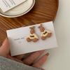 Pendientes de plata S925 con forma de osito y conejito de dibujos animados, estilo japonés y coreano, con clip para las orejas, para mujer