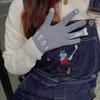 Guantes rojos navideños táctiles para dedos para estudiantes, lindos, versión coreana, gruesos, de felpa, cálidos para montar, venta al por mayor
