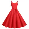 Foto real en stock 2023 Amazon francés verano venta caliente sexy tirantes retro estilo Hepburn vestido acampanado