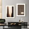 Pintura de Paisaje de Arquitectura Moderna Líneas Abstractas Marrones Carrizo Inglés Multicombinación Sala de Estar Dormitorio Mural de Pared Sin Marco