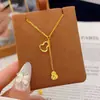 Colgante de borla de calabaza doble 'Hielo Triturado' Deslumbrante Chapado en Oro, Mismo Estilo que en Tiendas de Oro, Joyería de Cadena para Clavícula Exquisita Versátil de Gama Alta