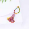 Chaveiro Pingente de Franja com Fivela de Anel Cor Gradiente Tecido à Mão Ornamento Vintage Pingente Estilo Étnico Franja