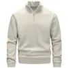 Jaqueta masculina nova de fleece para outono e inverno com gola alta, pulôver com meio zíper, fleece espesso e quente dos dois lados