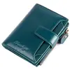Cartera Fania para Mujer Corta Piel Genuina 2021 Nueva Pequeña Bolsa para Tarjetas Billetera Cremallera Exquisita Clip para Monedas Plegable