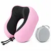 Almofada de pescoço de espuma de memória para viagem Amazon, travesseiro de suporte para pescoço em forma de U, portátil e dobrável para aviões