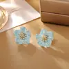Pendientes de Flor Perlada con Goteo de Aceite Esmaltado Diseño de Nicho Super Hada Moda Pendientes Elegantes Pequeños Frescos Pendientes de Alta Gama
