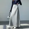 Saia feminina de outono nova, cintura alta, corte A, saia esportiva, saia casual e solta de comprimento médio